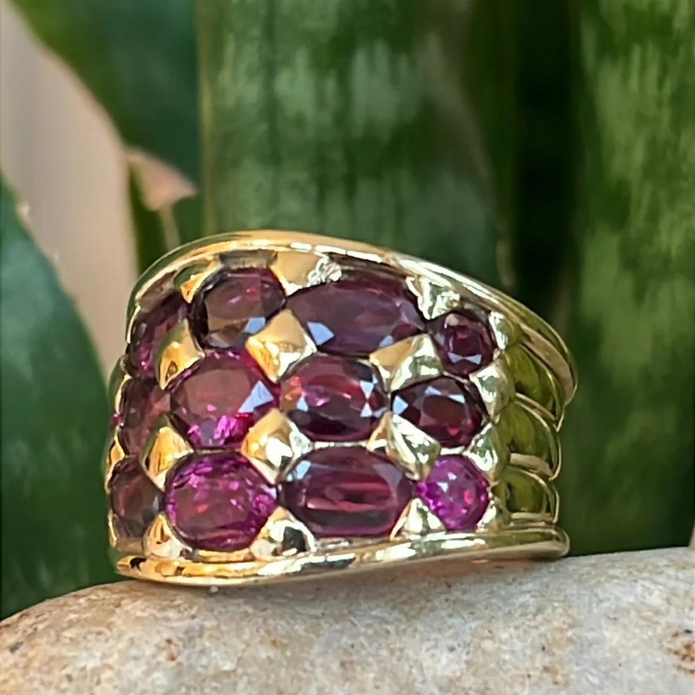 18k gold l Sapphire snd ruby band - Picture 7 of 11